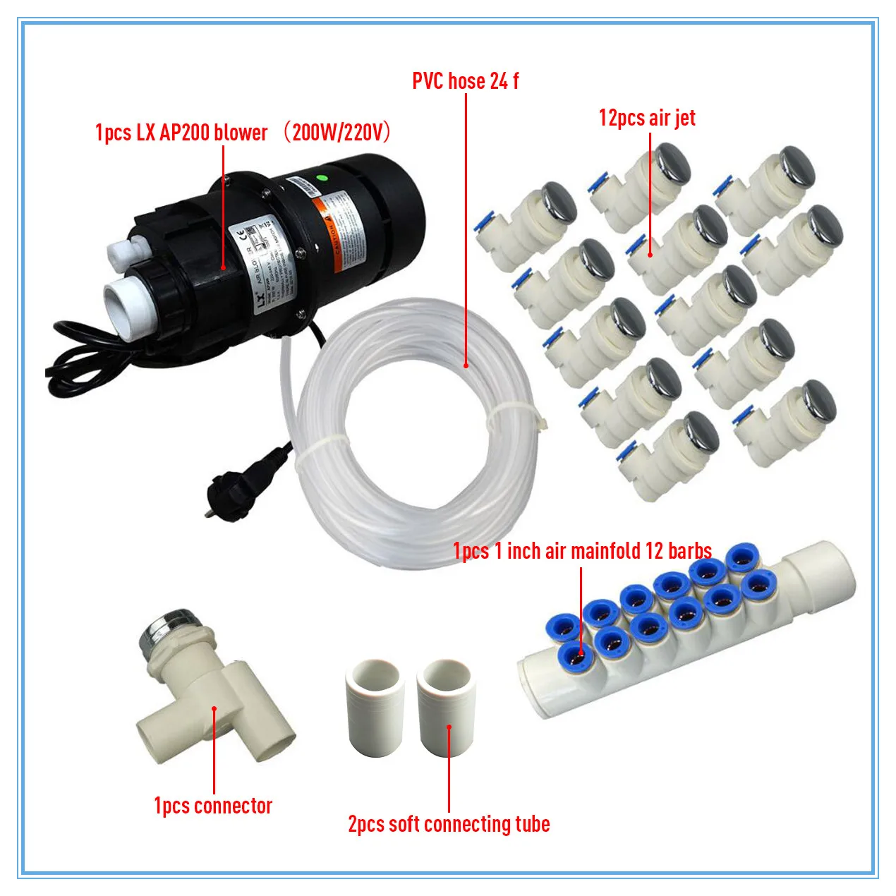 Air Blower Spa Bathtub Bubble System, Air Blower And Jet Manifold ,hose For  Spa Hot Tub And Whirlpool - Pumps - AliExpress