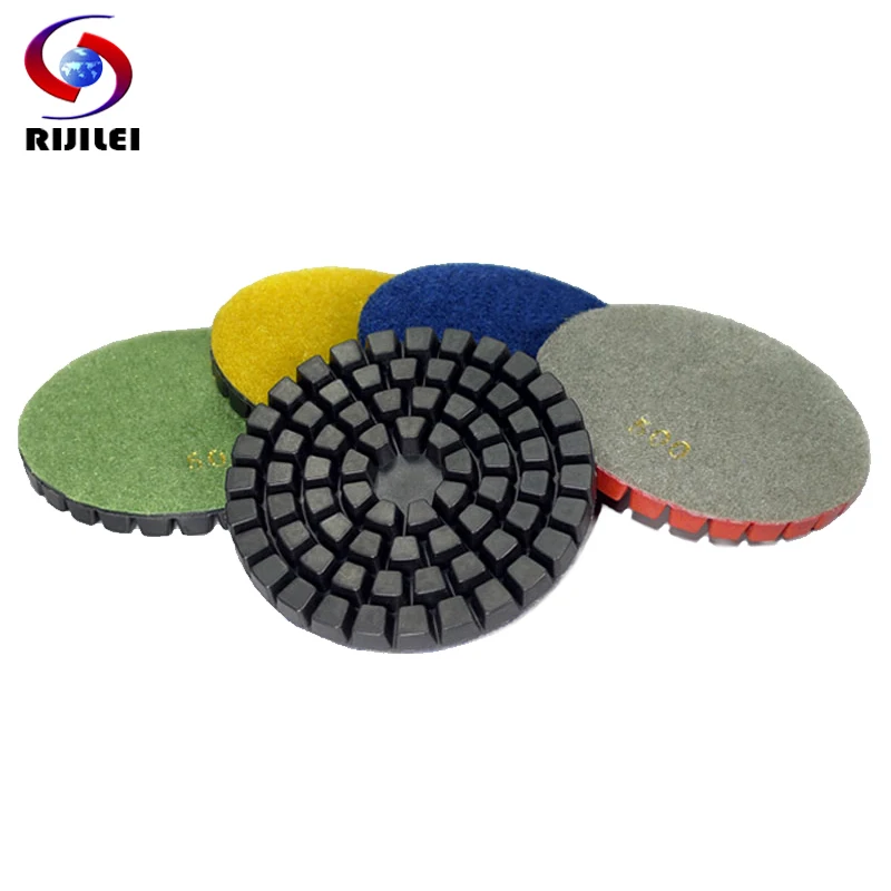 RIJILEI 7PCS/Lot 4Inch Diamond Polishing Pad Sanding Disc 100mm Resin Bond Renew Concrete Floor Polishing Pads Repairing Floor