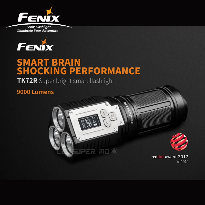 

Red Dot Award 2017 Winner Fenix TK72R Cree XHP70 LED 9000 Lumens Searchlight Super Bright Smart Flashlight with Li-ion Battery