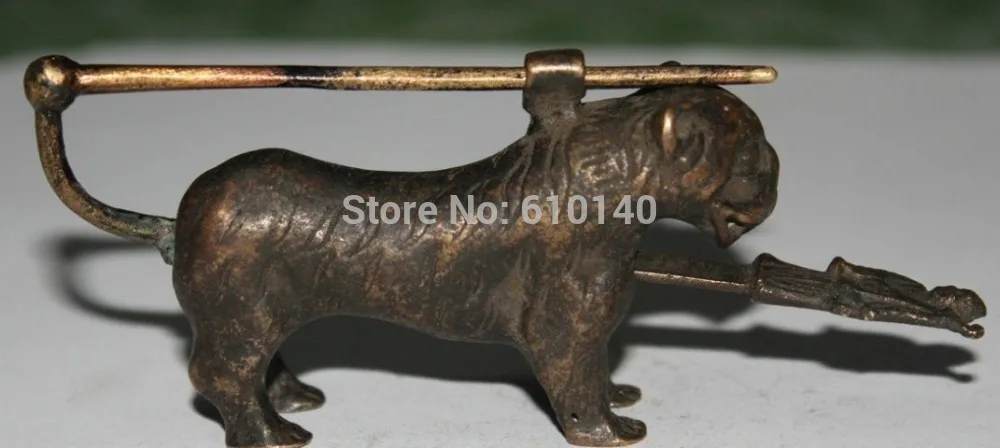 

China Chinese Fengshui Bronze Zodiac Year Tiger Statue Door lock up Key