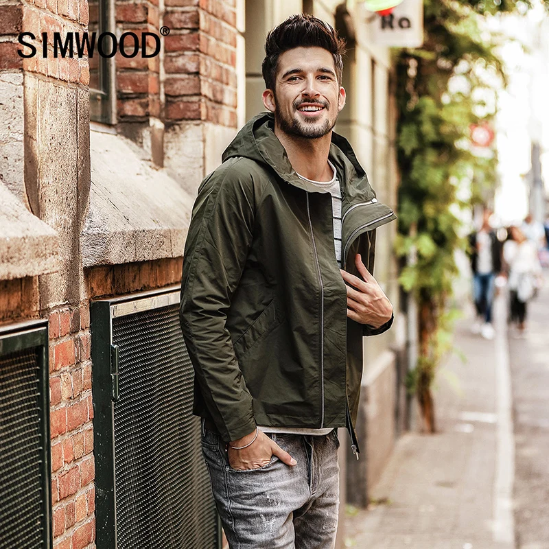 

SIMWOOD 2019 Spring New Jacket Men Slim Fit Jackets Men Windbreaker Casual Coats Outerwear Plus Size Brand Clothing JK017005