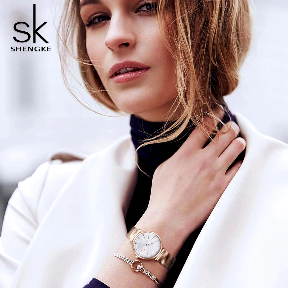 ShengKe Luxury Women Watches Rose Gold Steel Unique Design Casual Rhinestone Female Wristwatch Fashion Simple Waterproof Clocks ShengKe Luxury Women Watches Rose Gold Steel Unique Design Casual Rhinestone Female Wristwatch Fashion Simple Waterproof Clocks