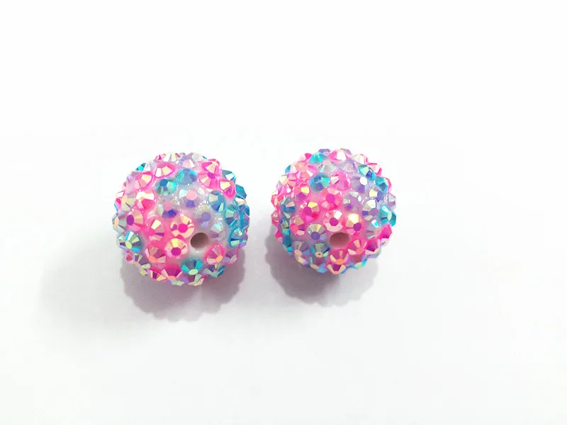 

20mm 100pcs/lot Hotpink/Purple/Blue Mixed Resin Rhinestone Ball Beads,Chunky Beads For Kids Jewelry Making