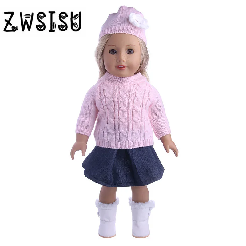 

Doll Clothes Sweater+Skirt+Hat Fashion Sweater Suit Dress Fit 18 Inch American Doll & 43 Cm Born Doll For Generation Toy