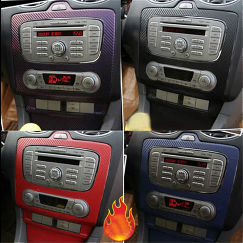 

car styling 3D carbon fiber sticker Central control Panel decoration trim case for Ford Focus mk2 2009-2016 auto accessories