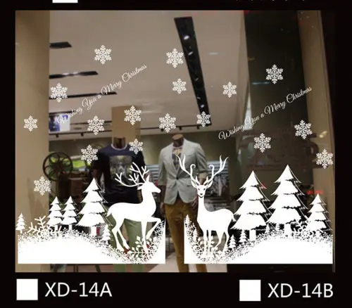 Популярная Рождественская виниловая наклейка на окна чистый белый Снеговик Съемная домашняя стеклянная витрина для магазина окно торгового центра - Цвет: XD 14A
