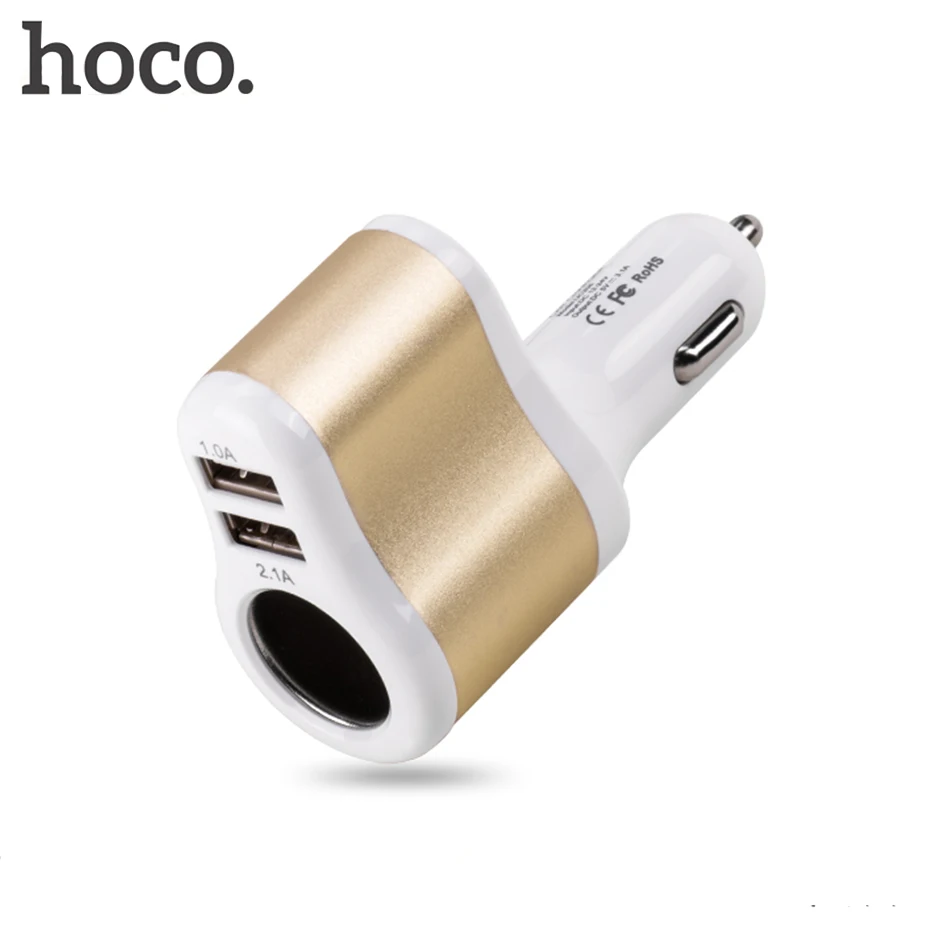HOCO 3.1A 5 V USB Автомобильное зарядное устройство с светодиодный экраном Смарт автомобильное зарядное устройство адаптер 1 Cigretee зажигалка 2 порта USB концентратор Зарядка телефона