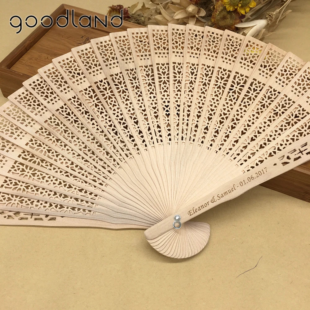 

free shipping 50pcs/lot with free lace organza bag and tassel hollow-carved wooden hand fan party decoration wedding