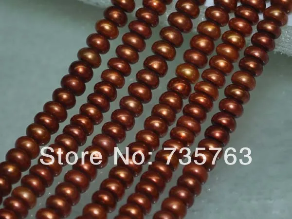 

xiuli 000274 Lots 12strs AA 5-6mm luster brown button button freshwater pearl/