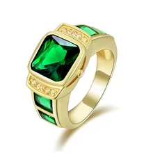 SuoHuan, Размер 7-13, горячее предложение, Новое мужское кольцо, Мужской зеленый цирконий, камень, кристалл, позолота, обручальное кольцо, мужской ювелирный подарок на палец