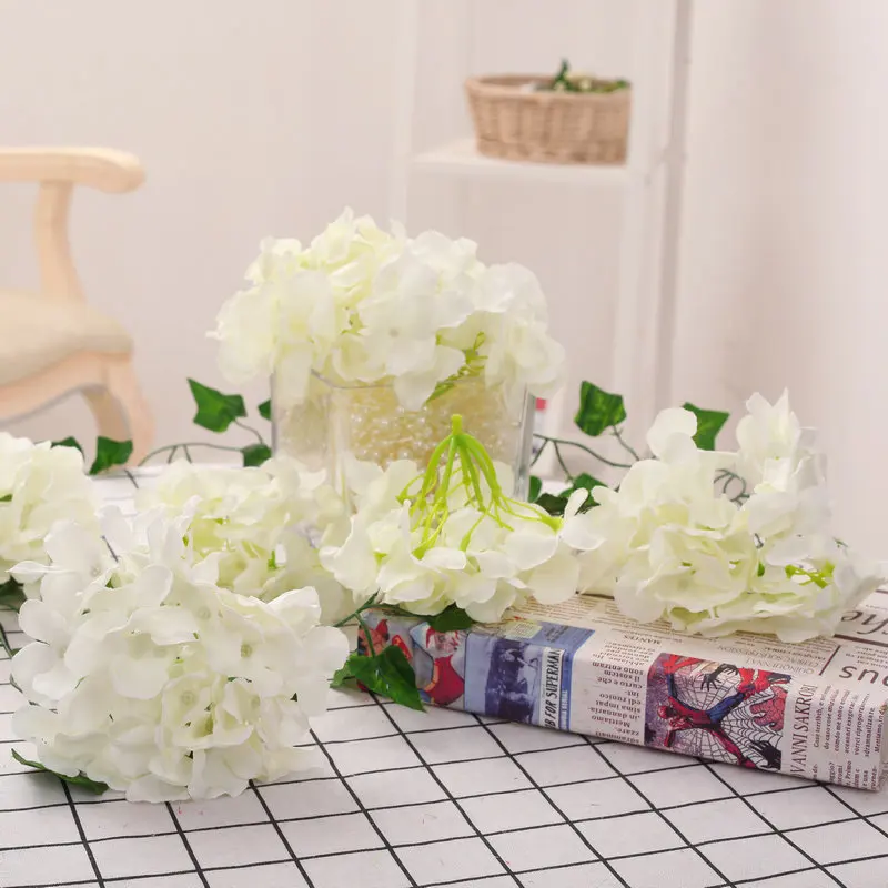 

13-15cm Hydrangea Flower Head 27 Forks Wedding Party Decorative Silk Flowers DIY Wreath Wedding Wall Road Lead Arch Flowers