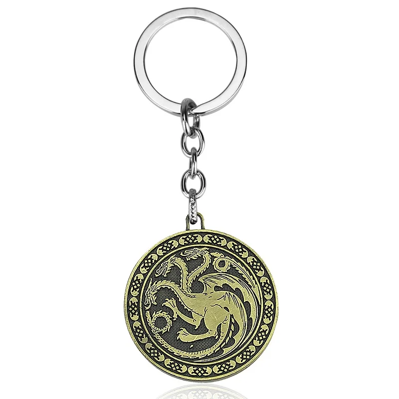 Игра престолов House Stark Baratheon Lannister Targaryen Arryn Tully Martell Tyrell Greyjoy брелок для ключей со значком - Цвет: Bronze513