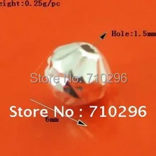 100 шт./лот серебро 925 пробы бусины 6 мм Серебряный фасетчатые украшения из бисера