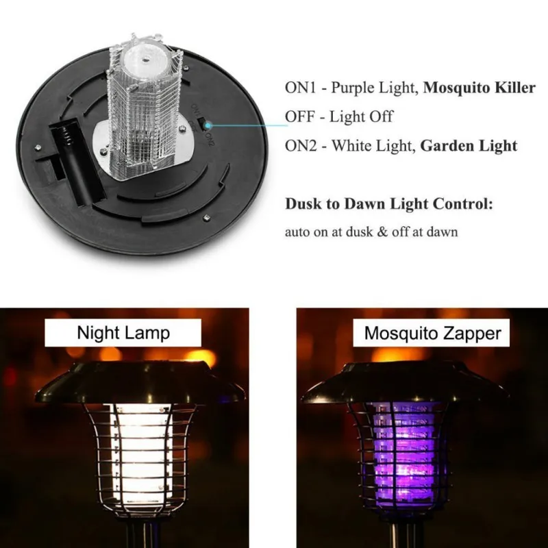 Солнечный комаров насекомых убийца Солнечный свет ошибка Крытый Открытый летать вредителей ловушка лампа Портативный лужайке в саду света