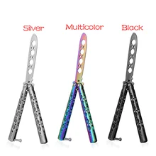 1PC wielofunkcyjny odkryty Sport Rainbow Metal praktyka motyl trener nóż treningowy nudne ostrze narzędzie