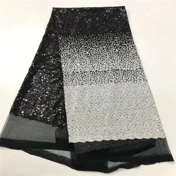

VILLIEA African Net Sequins Laces 5yard Latest Nigerian Laces 2018 silver Sequin Fabric For Sewing Dress Tulle Lace Fabric