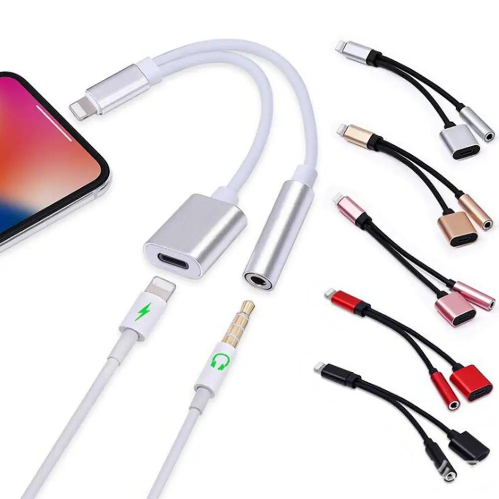 

For IOS System Earphone AUX Audio Cable For Lightning Music Line For iphone 7 iphone7 Double Jack Adapter Charging Data Cables