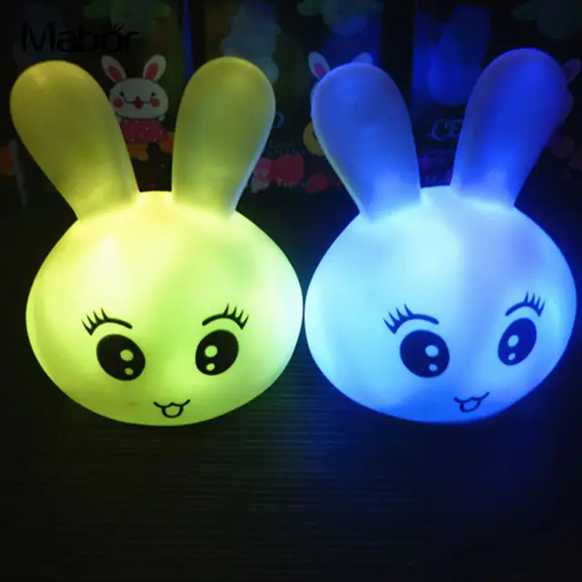 2PCS LED Animal Rabbit Head Shape Desk Night Light Home Atmosphere Lighting