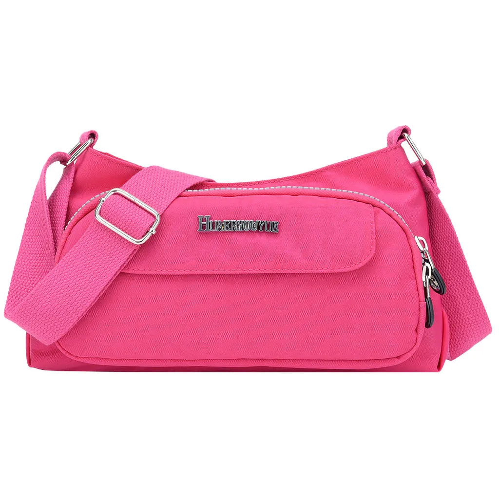 Высококачественные маленькие сумки через плечо с клапаном, Женская нейлоновая сумка на плечо, водонепроницаемая элегантная повседневная сумка для покупок, женские сумки#613P - Цвет: Hot Pink