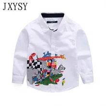 Детские рубашки для мальчиков, весна-осень, рубашки для малышей, модные хлопковые топы с принтом животных из мультфильмов для мальчиков 3-9 лет