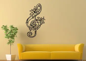 

Wall Vinyl Sticker Decal Mural Design Beautiful Lilly Flower Music Note