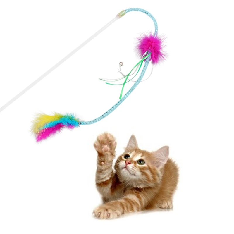 Отличная котенок интерактивная игра забавная игрушка палочка для игры с котом Pet красочными перьями Katten игрушки для кошек для перо игрушки товары для домашних животных