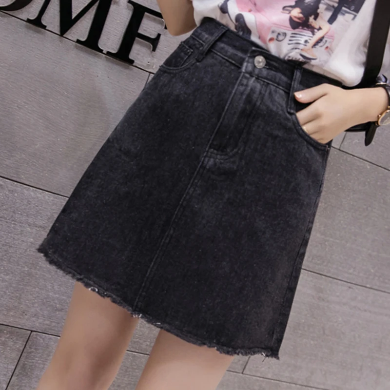 Plus Size Korean Denim Skirts Women Summer High Waist Jean Skirts