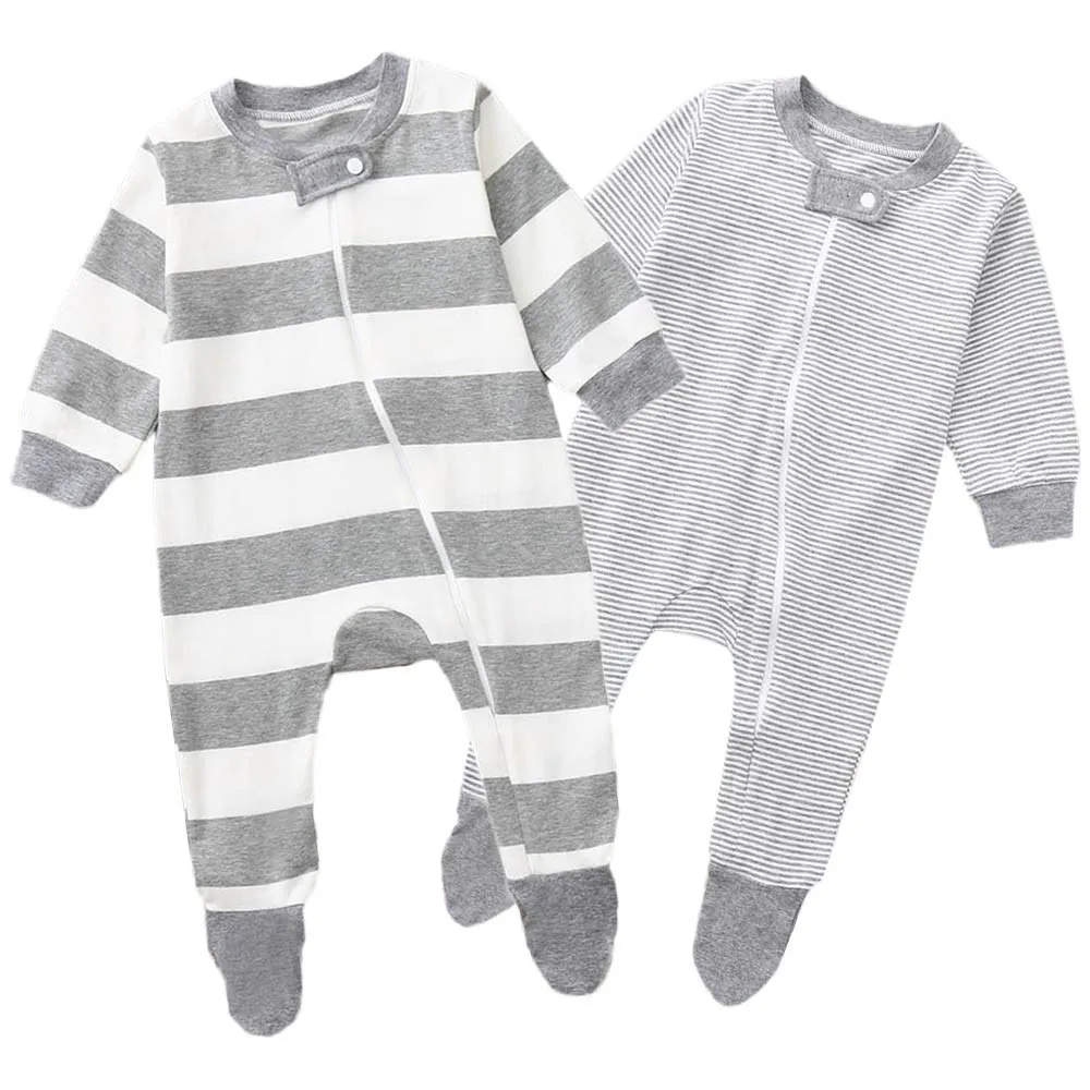 

2018 New fashion Newborn Baby Girls Boys Long Sleeve Zipper Packs Stripe Romper Jumpsuit Clothes stem7