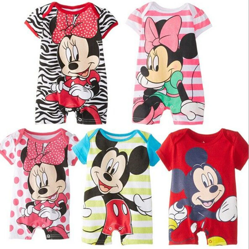 Детские комбинезоны с Микки Маусом; одежда для маленьких мальчиков; одежда с Минни для маленьких девочек; Roupas Bebe; комбинезон для новорожденных; детская одежда с Микки Маусом