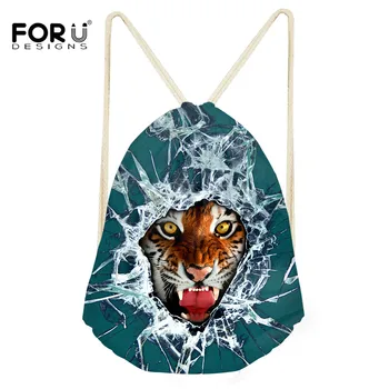 

FORUDESIGNS 3D Printing Tiger Travel Backpack Drawstring Bag For Teenage Boys Men Animal Shoulder Bags Rucksack Mochila Escolar