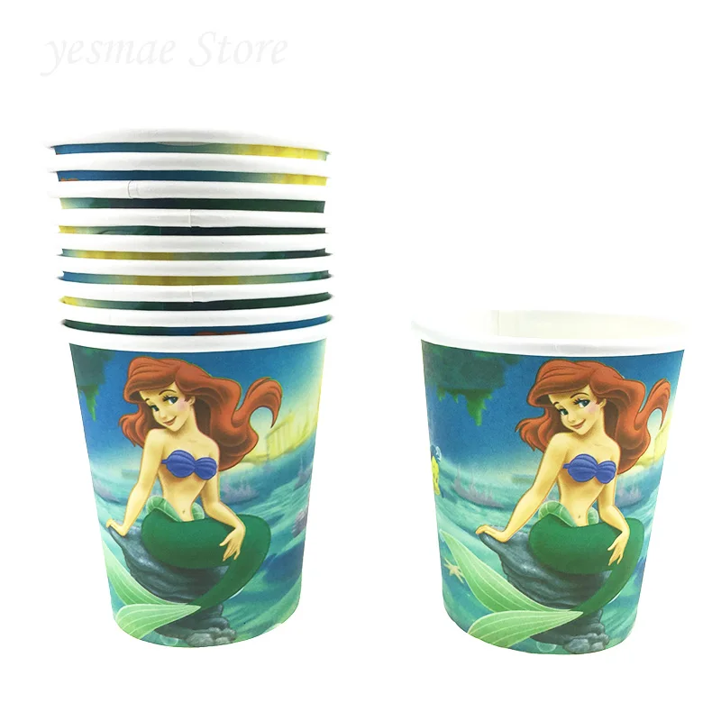 

10pcs/lot Mermaid Disposable paper Cups Birthday Party Decorations Kids Baby Shower Supplies Paper Cups Party Favors