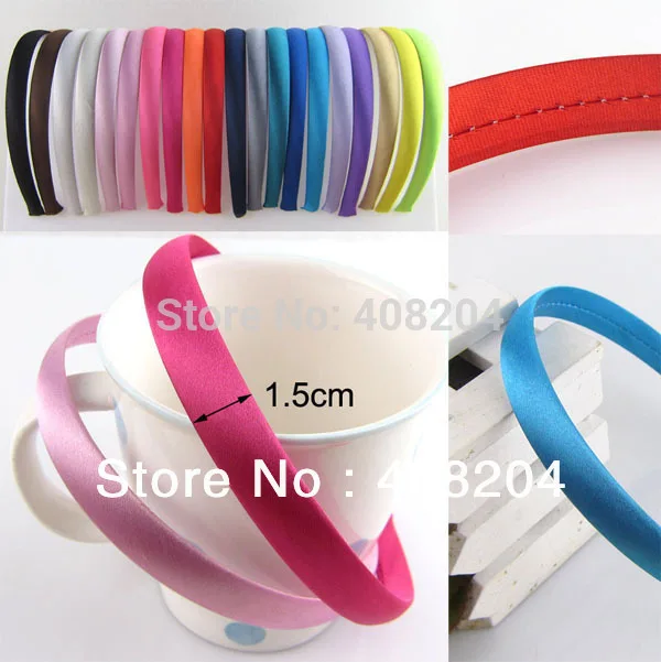 

120pcs/lot -15mm (5/8'') Skinny Satin Covered Headband for Children and adult- Pick Your Color 20 Different Color