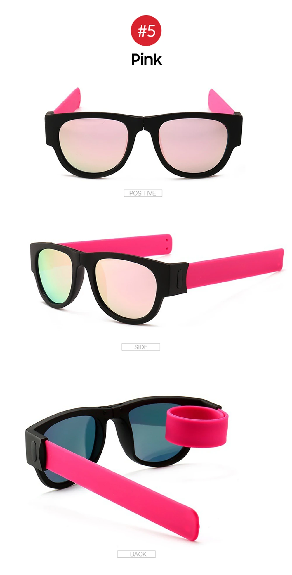 Women's Glasses VIVIBEE Novelty Mirror Men Polarized Folding Sunglasses New Arrival Slap Sport Foldable Wristband Shades 2022 Trend Product best sunglasses for big nose