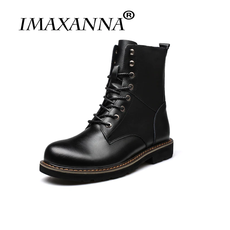 

IMAXANNA Fashion Leather Men Boots Ankle Boots Autumn men's Motorcycle Martin Boots men Oxfords men Shoes black Waterproof