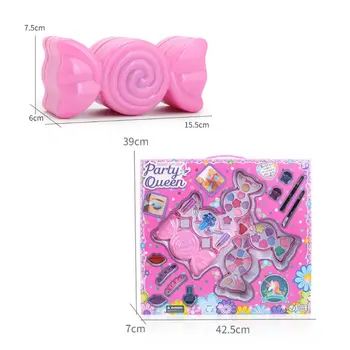 

Cute Candy Box Children Cosmetics Makeup Set Princess Girl Eyeshadow Lip Gloss Brushes Kit Pretend Play Toys Children Gift