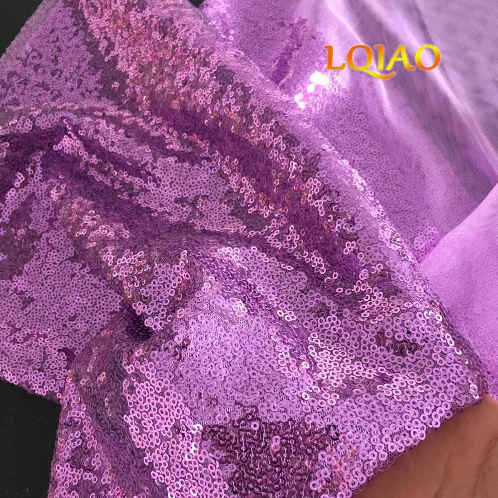 Лаванда/Фиолетовый блесток ткань по двору двухстороннее стрейч спандекс вышитые сетки африканские Кружева блесток ткань для шитья платья