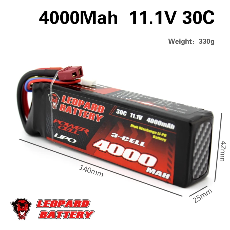 

2PCS LEOPARD Lipo 3S 4000mAh Lipo11.1V Battery Pack 50C Battery for 1/10 Car 1/8 RC Car for Traxxas Slash Emaxx Bandit UNLIMITED
