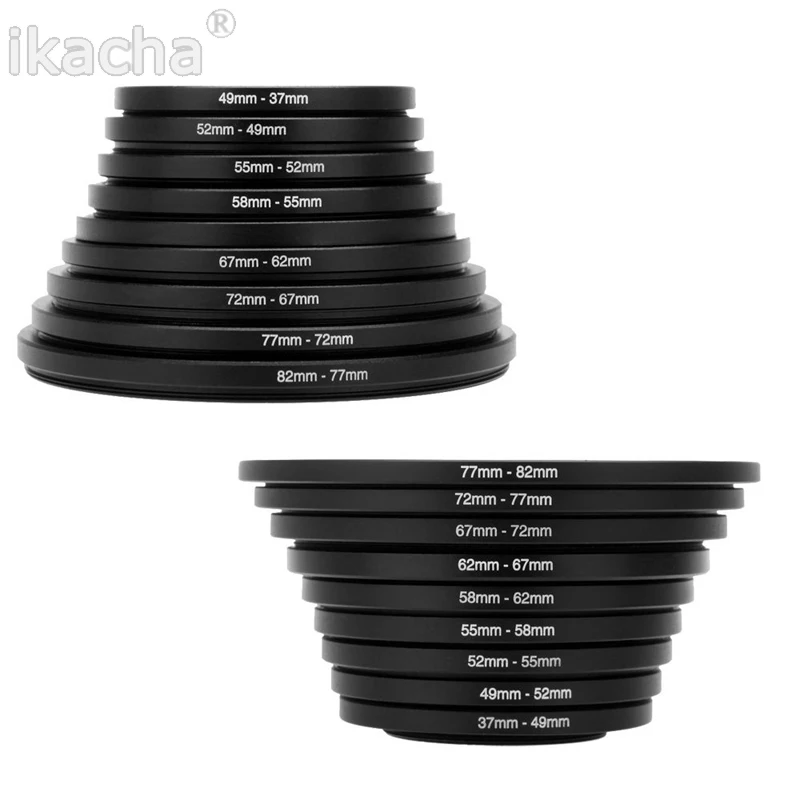 18pcs Camera Lens Filter Step Up Down Ring Adapter Set