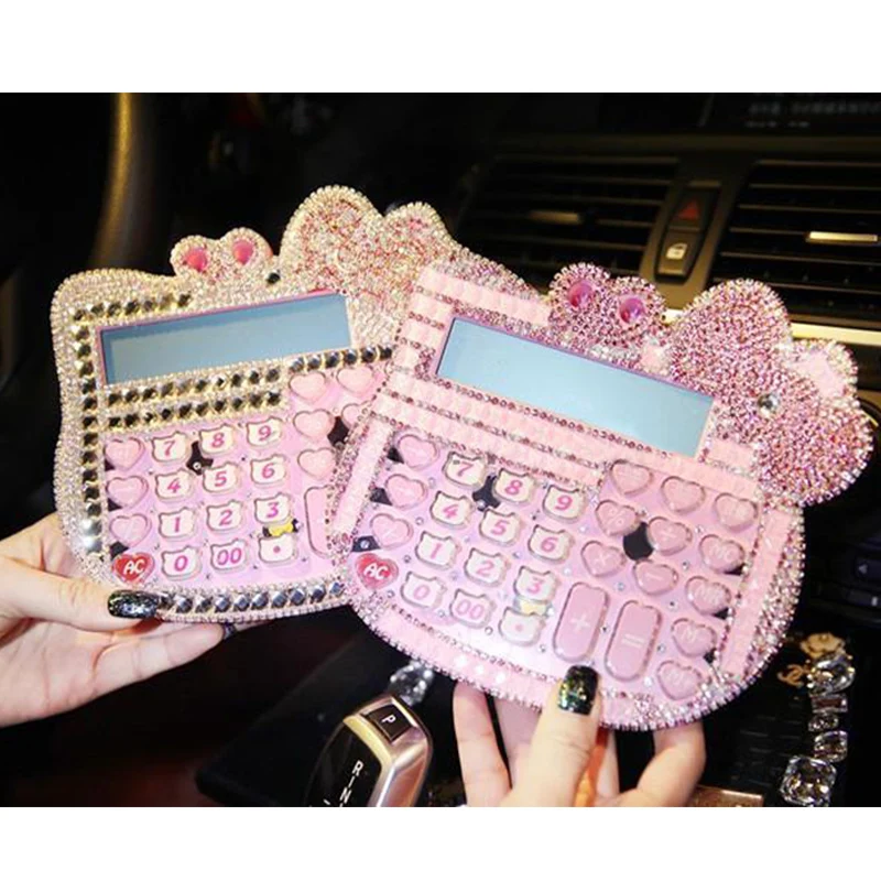 

2018 New 12 digit pink cute hello kitty calculator wholesale 17*18CM calculator no voice cute calculator
