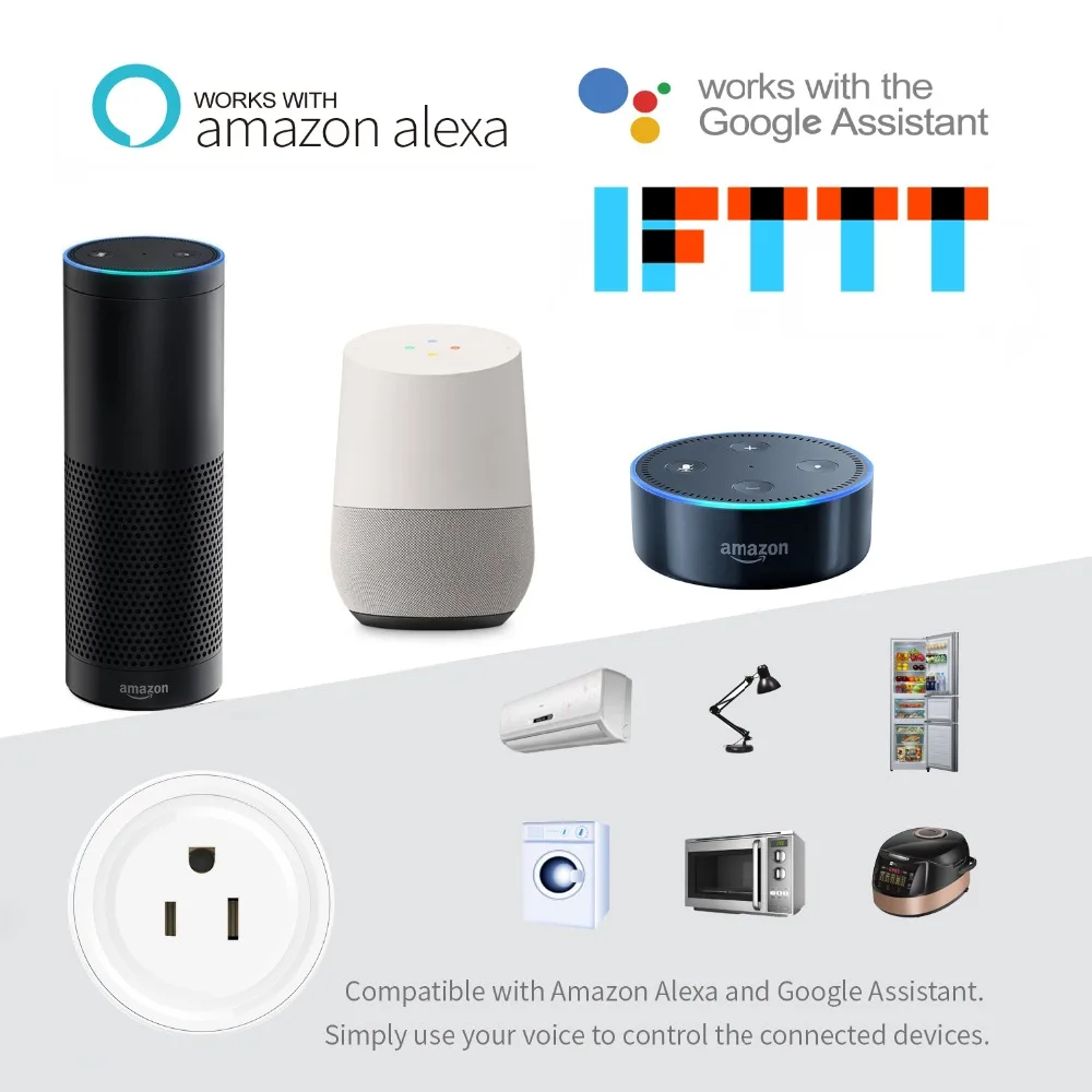 Смарт Wifi розетка US Plug мобильное приложение дистанционное управление работает с Amazon Alexa Google Home Smart Life