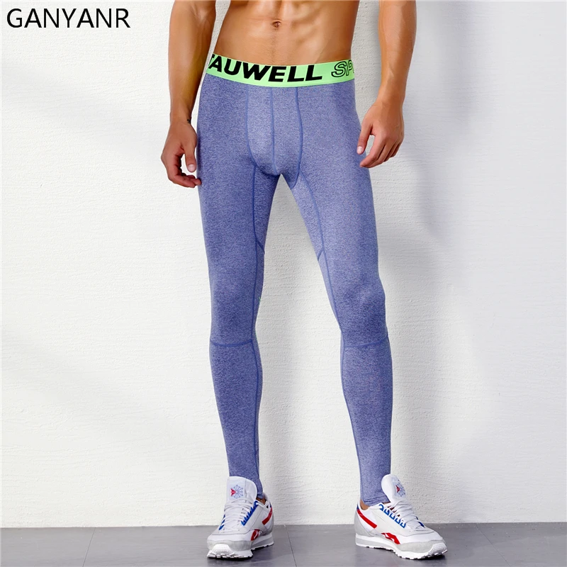 Ganyanr Running Tights Men Sports Leggings Yoga Basketball Compression Pants Athletic Fitness