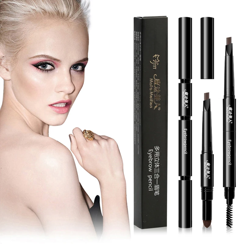 Brand 3 In 1 Eyebrow Pencil Makup Kit Women Waterproof Brow Pencil
