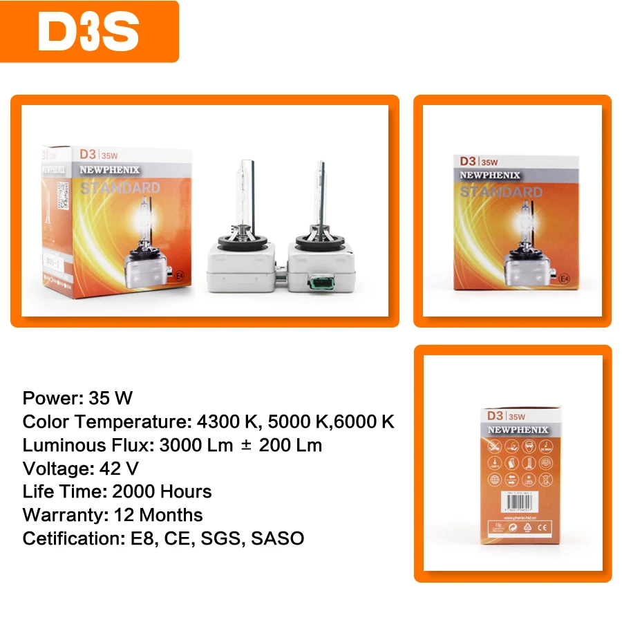 Kit de Lâmpada de Farol Shuoke Xenon Farol Automotivo D1s - D2s D2r D3s D3r D4s Pro 12v 25w 35w 4300k 5000k 6000k 2 Peças Frete Grátis bi Hid 7 Cheap Lâmpadas de farol de carro (Xenon)