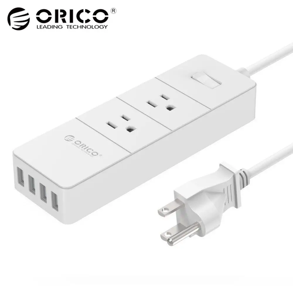 Beste ORICO 4 poorten USB Power Strip 1 m kabel 2 Stopcontacten Extension Socket Power Converter Adapter US Plug Outlet surge Protector