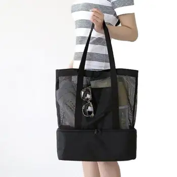 

Outdoor Camping Picnic Bag Multifunctional Lunch Bags Beach Insulation Mesh Tote Large Capacity Zipper Food Bento Storage Bag