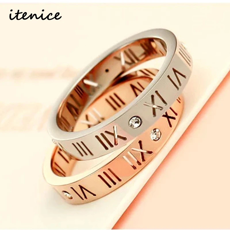 2017 Fashion Delicate Gold Color Roman Numerals Rings for Women and Men Couple Wedding Rings Wholesale Fine Jewelry Lover Rings