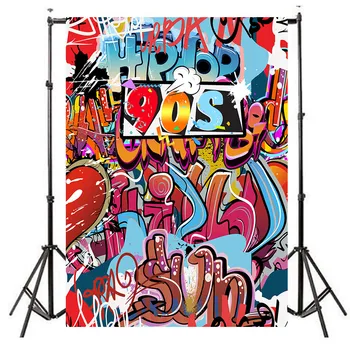 

Neoback Vinyl 80 90s Hip-Hop Party Themed Birthday Party Photographic Background Graffiti Wall Photography Backdrops