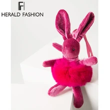 Herald модная новинка женские Меховые помпоны-кролики, кукольный мешок с подвеской для сумки с пряжкой, очаровательные аксессуары