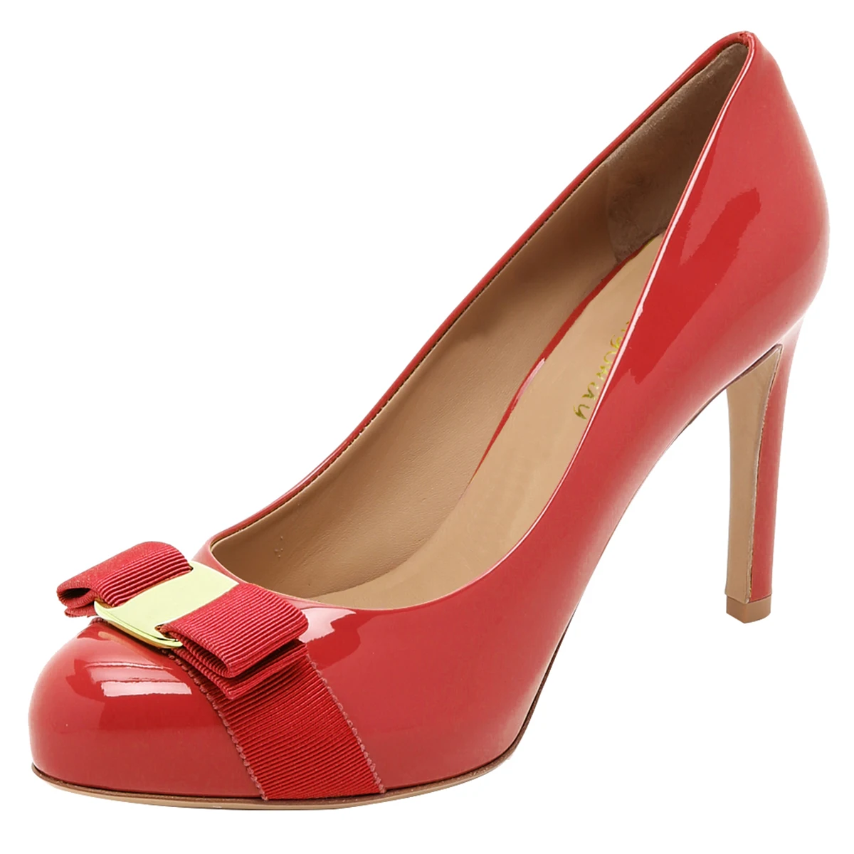 Aiyoway/Модная женская обувь; туфли-лодочки на высоком каблуке с круглым носком и бантом; демисезонные Свадебные вечерние туфли без застежки; лакированная кожа; цвет красный, черный - Цвет: Red