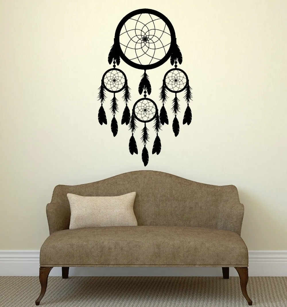 

Dream Catcher Amulet Feathers Indian Symbols Wall Mural Dreamcatcher Wall Sticker Vinyl Art Home Decorative Wall Decals Y-783